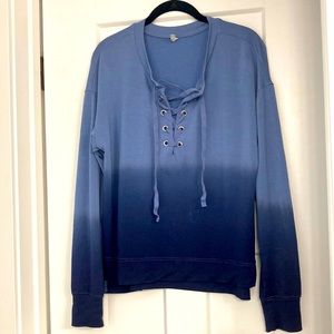 Long sleeve blue tie dye top